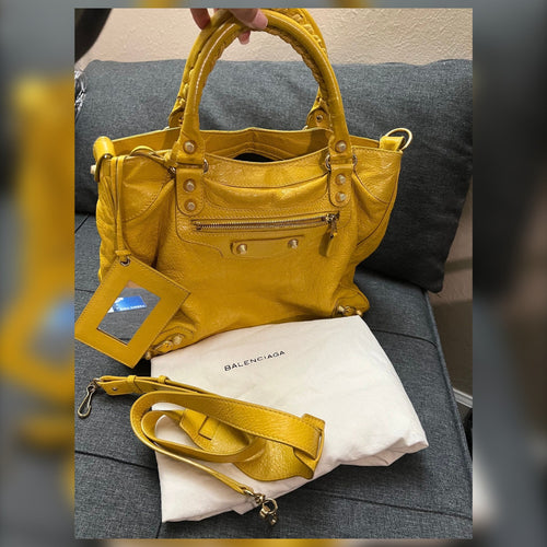 Balenciaga City Bag · Yellow with Rose Gold Hardware — photo 1
