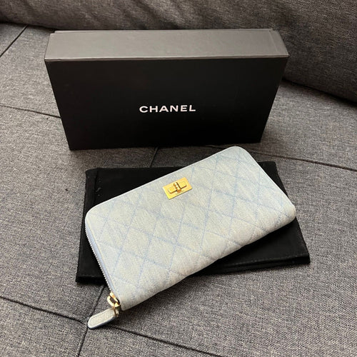 Chanel 2.55 Reissue Long Zipped Wallet · Denim · Complete Set — photo 1