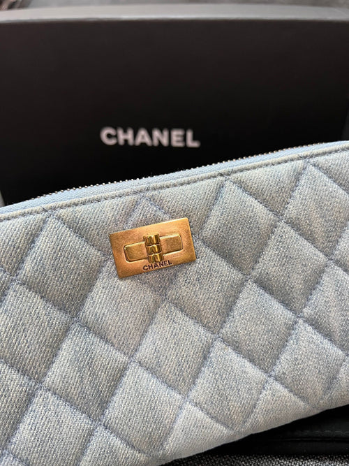 Chanel 2.55 Reissue Long Zipped Wallet · Denim · Complete Set — photo 2